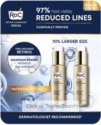 Roc Retinol Correxion Serum for Firming & Reducing Wrinkles, 2 Pack, 1.7 Fl Oz
| Retinol Serum for Wrinkles, Roc Correx