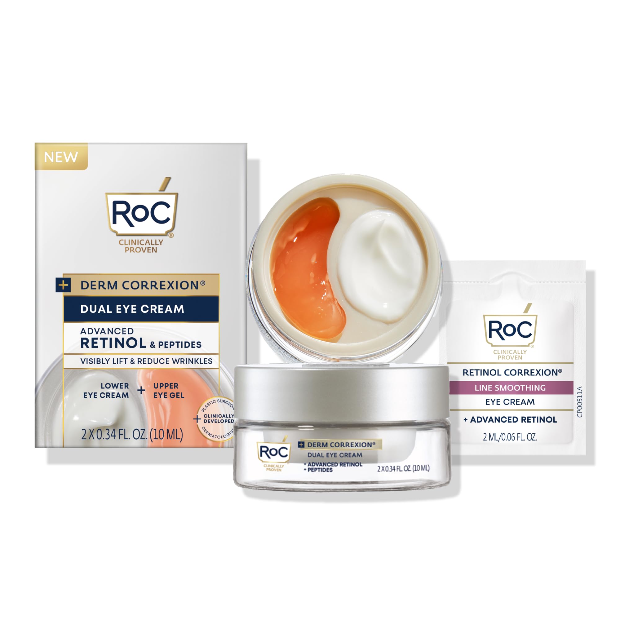 RoC Derm Correxion Dual Eye Cream with Advanced Retinol and Peptides for Reducing Puffy Eyes and Dark Circles
| RoC Der