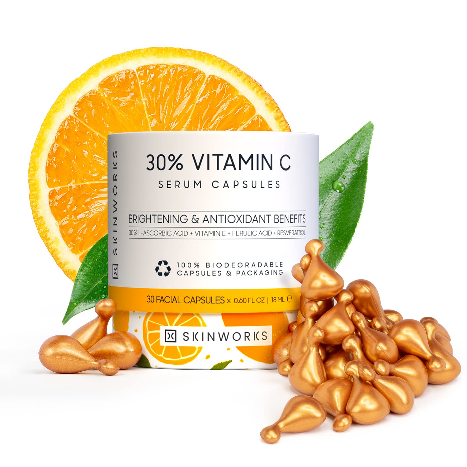ULTRA POTENT 30% Vitamin C Serum for Face, Dark Spot Reduction, Anti-Wrinkle, Anti-Aging, Unscented, 30 Capsules  
ULTRA