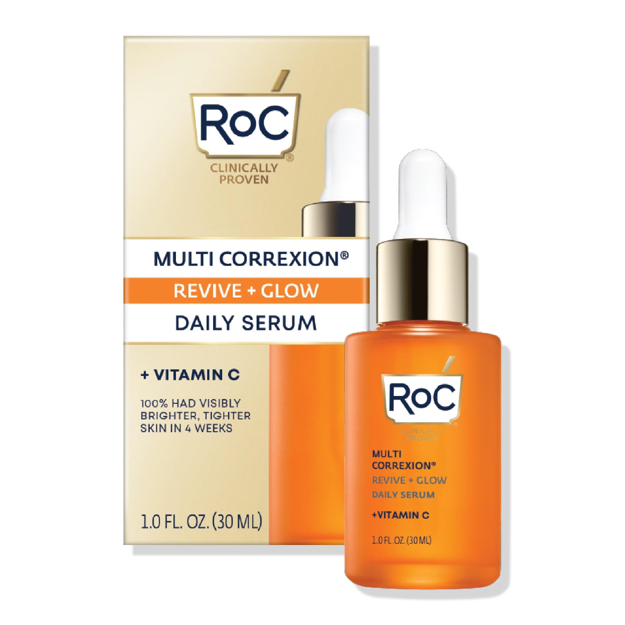 RoC Multi Correxion Revive + Glow 10% Active Vitamin C Serum for Daily Anti-Aging Face Care, Brightening Serum, 1 Fluid