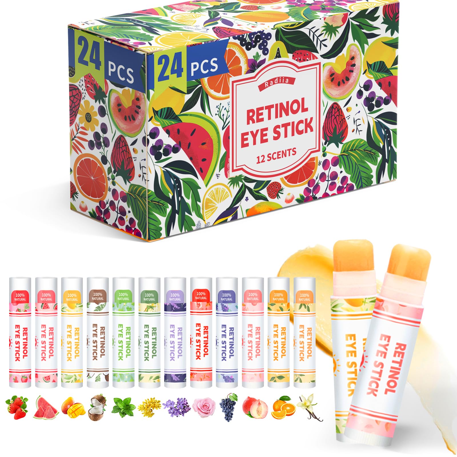 All-in-One Hydrating Lip Balm Stick & Eye & Neck Cream, Reduce Wrinkle & Moisturizing for Face (0.13oz *24pcs)
| Multi